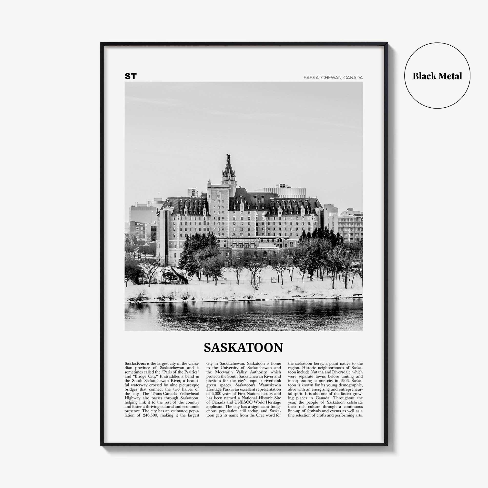 Saskatoon Print Black and White, Saskatoon Wall Art, Saskatoon Poster, Saskatoon Photo, Saskatoon Wall Décor, Saskatchewan, Corman Park