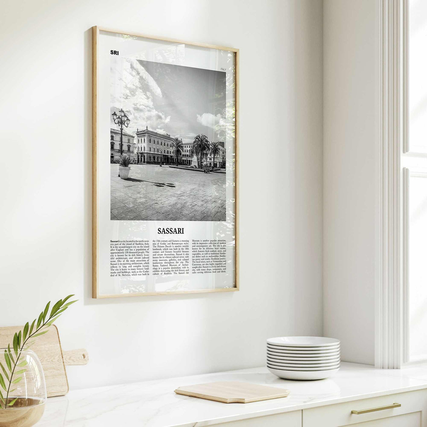 Sassari Print Black and White, Sassari Wall Art, Sassari Poster, Sassari Photo, Sassari Wall Décor, Sassari Map, Italy
