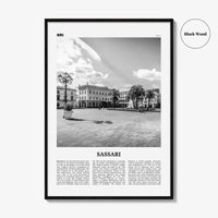 Sassari Print Black and White, Sassari Wall Art, Sassari Poster, Sassari Photo, Sassari Wall Décor, Sassari Map, Italy