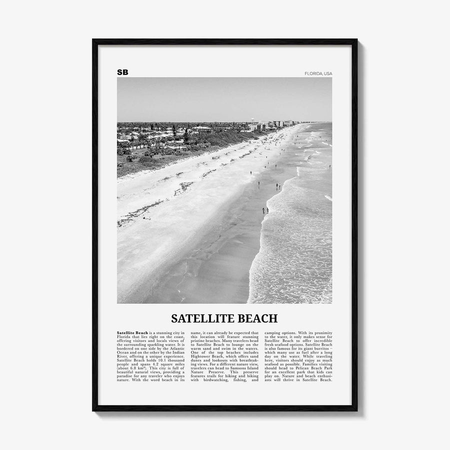 Satellite Beach Print Black and White, Satellite Beach Wall Art, Satellite Beach Poster, Satellite Beach Photo, Satellite Beach Wall Décor