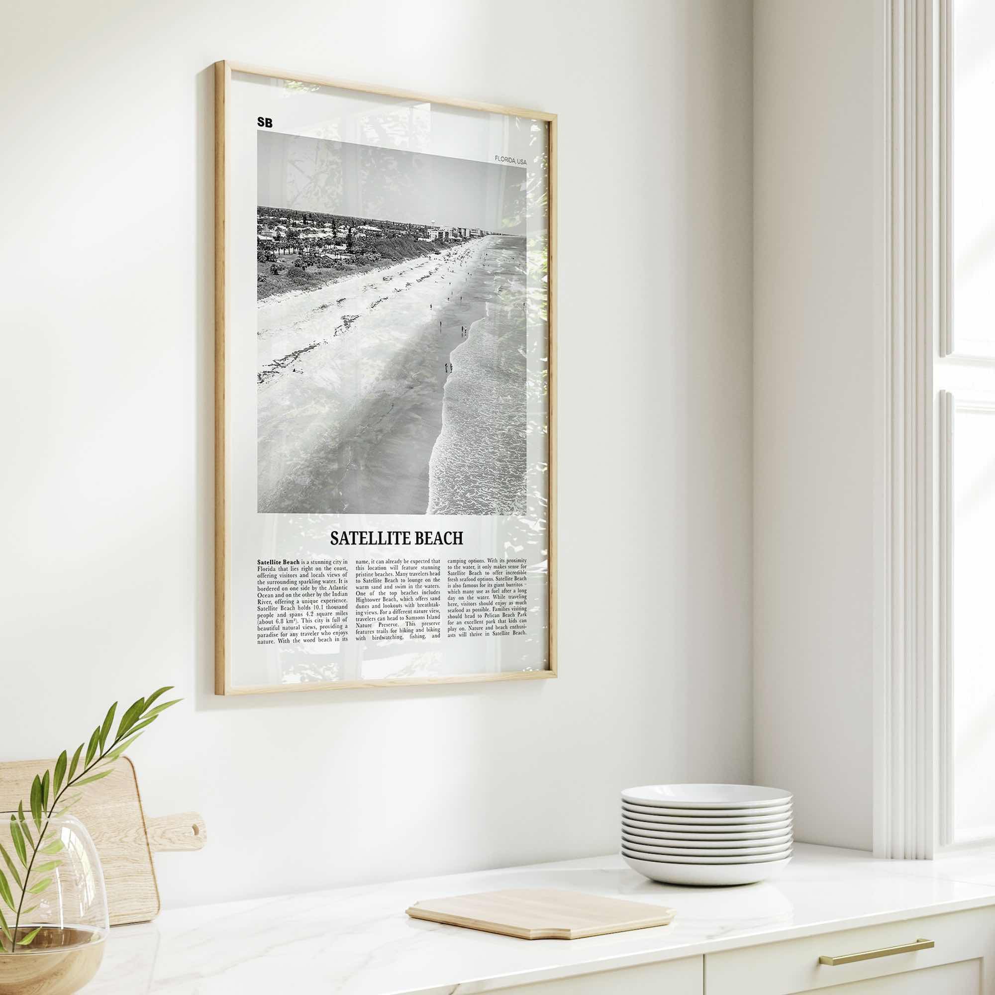 Satellite Beach Print Black and White, Satellite Beach Wall Art, Satellite Beach Poster, Satellite Beach Photo, Satellite Beach Wall Décor