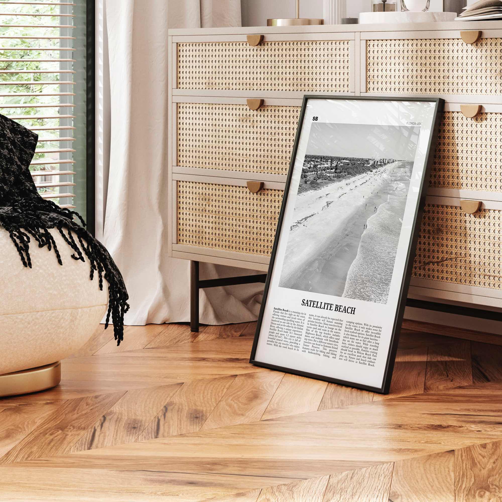 Satellite Beach Print Black and White, Satellite Beach Wall Art, Satellite Beach Poster, Satellite Beach Photo, Satellite Beach Wall Décor