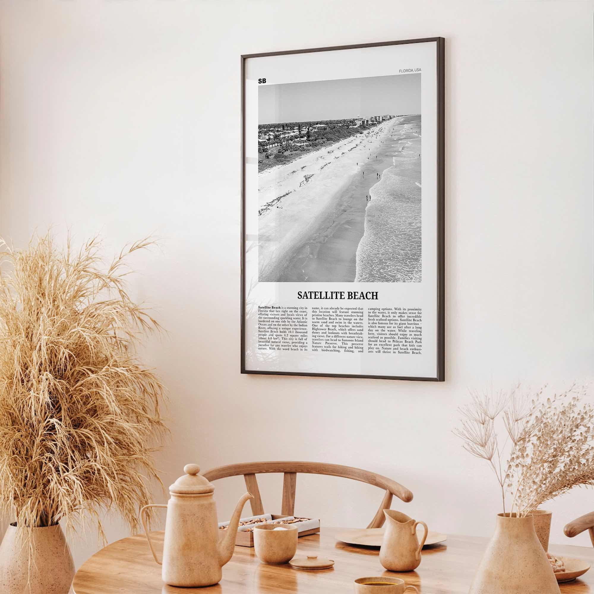 Satellite Beach Print Black and White, Satellite Beach Wall Art, Satellite Beach Poster, Satellite Beach Photo, Satellite Beach Wall Décor