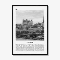 Saumur Print Black and White, Saumur Wall Art, Saumur Poster, Saumur Photo, Saumur Wall Décor, Saumur Map, France