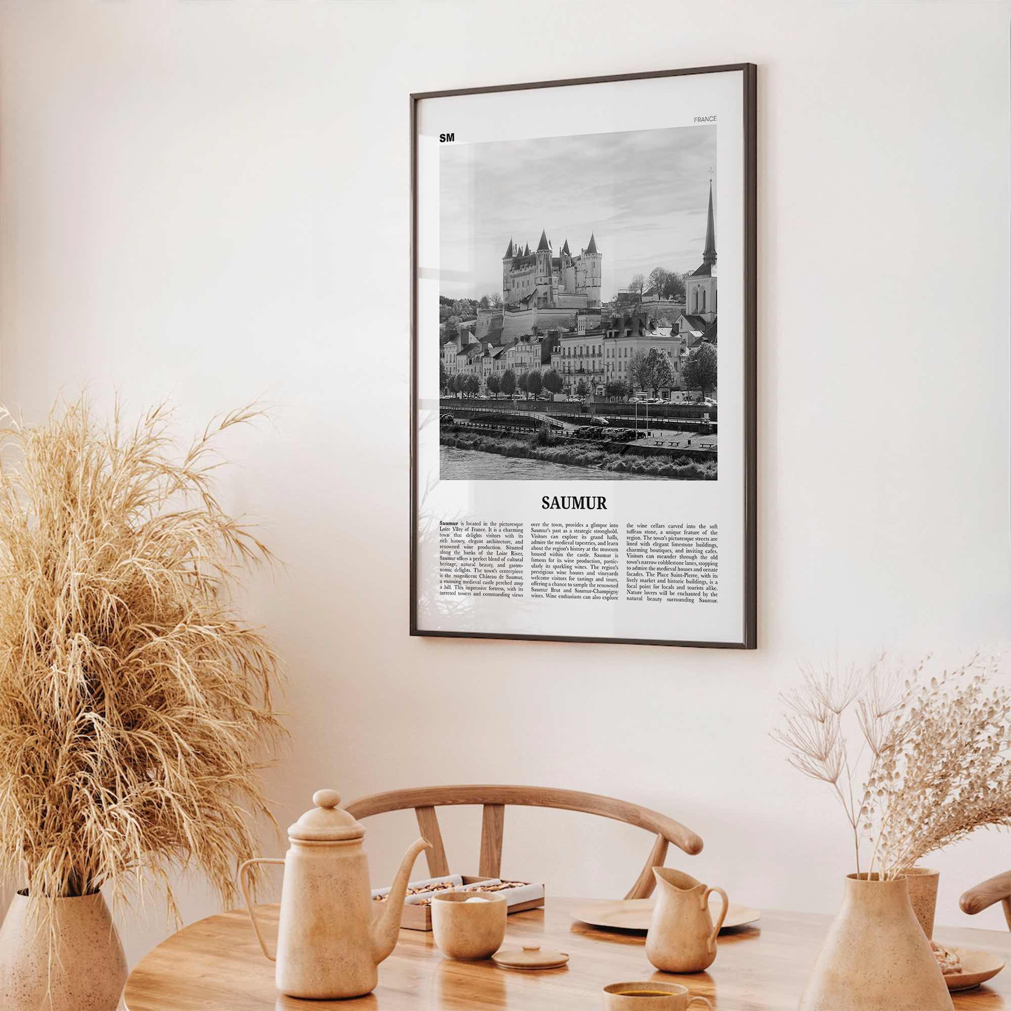 Saumur Print Black and White, Saumur Wall Art, Saumur Poster, Saumur Photo, Saumur Wall Décor, Saumur Map, France