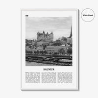 Saumur Print Black and White, Saumur Wall Art, Saumur Poster, Saumur Photo, Saumur Wall Décor, Saumur Map, France