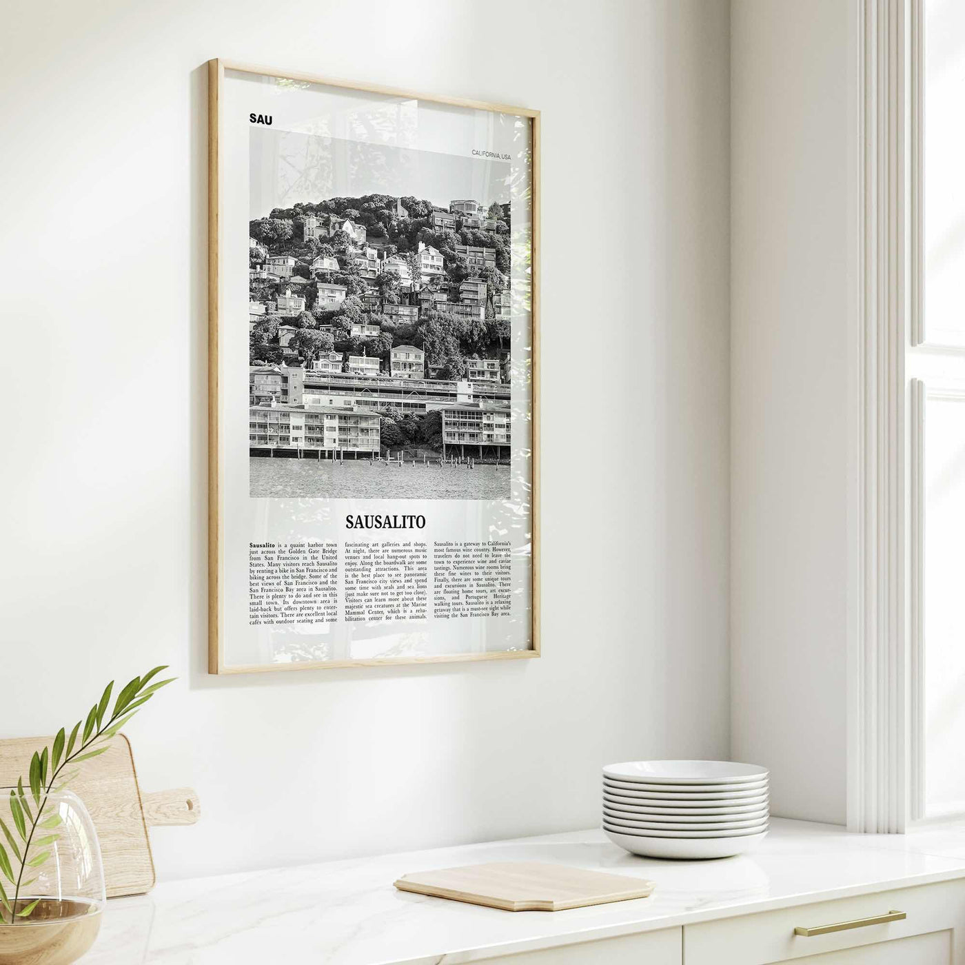 Sausalito Print Black and White, Sausalito Wall Art, Sausalito Poster, Sausalito Photo, Sausalito Wall Décor, California, USA, United States