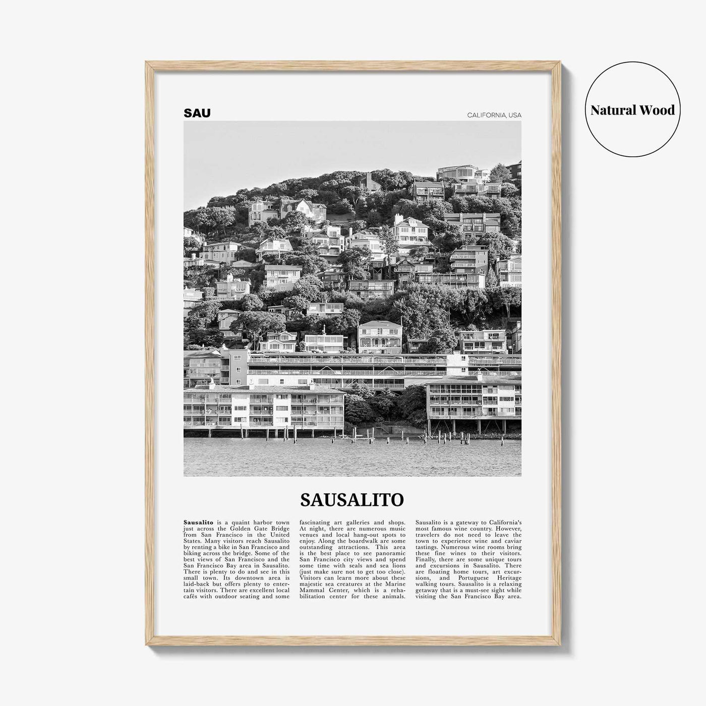 Sausalito Print Black and White, Sausalito Wall Art, Sausalito Poster, Sausalito Photo, Sausalito Wall Décor, California, USA, United States