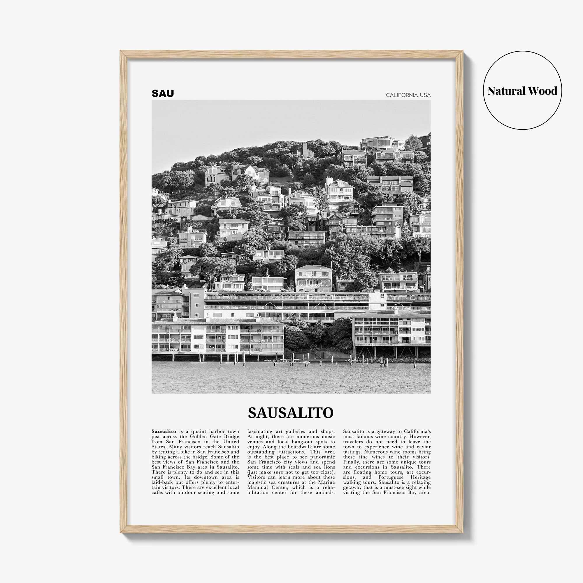 Sausalito Print Black and White, Sausalito Wall Art, Sausalito Poster, Sausalito Photo, Sausalito Wall Décor, California, USA, United States