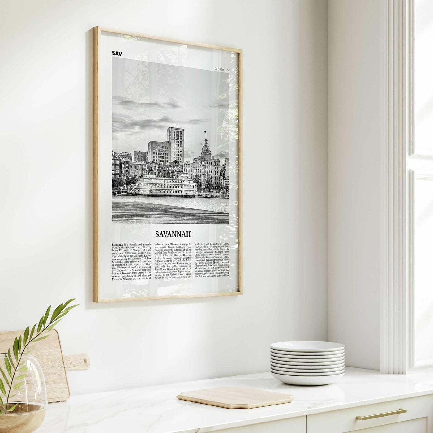 Savannah Print Black and White No 1, Savannah Wall Art, Savannah Poster, Savannah Photo, Georgia, USA, United States, North America