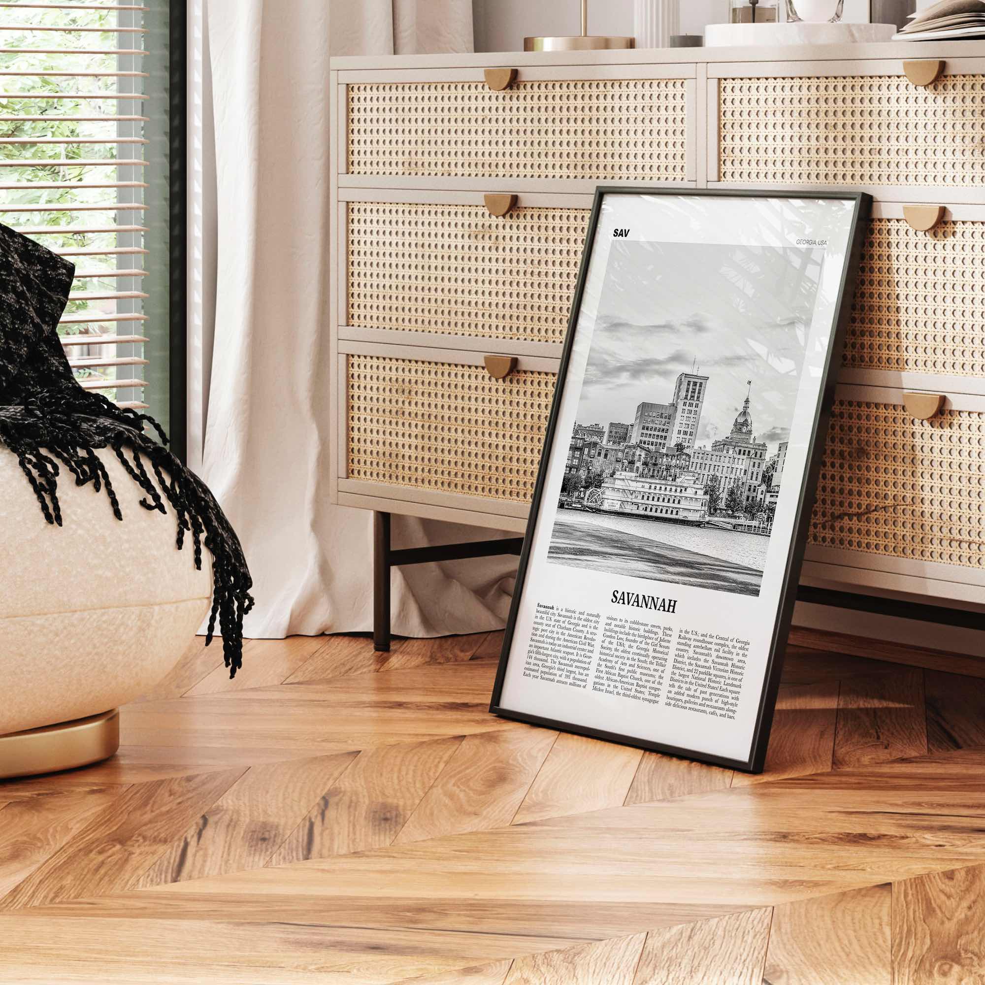 Savannah Print Black and White No 1, Savannah Wall Art, Savannah Poster, Savannah Photo, Georgia, USA, United States, North America