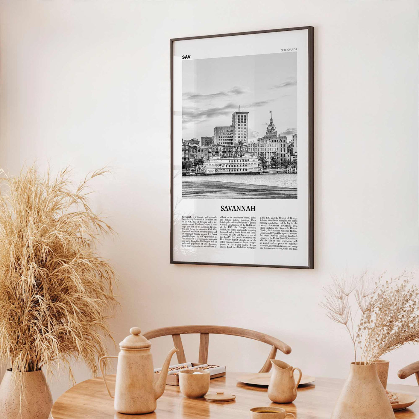 Savannah Print Black and White No 1, Savannah Wall Art, Savannah Poster, Savannah Photo, Georgia, USA, United States, North America