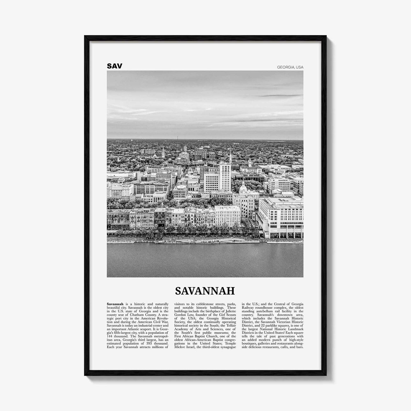 Savannah Print Black and White No 2, Savannah Wall Art, Savannah Poster, Savannah Photo, Georgia, USA, United States, North America