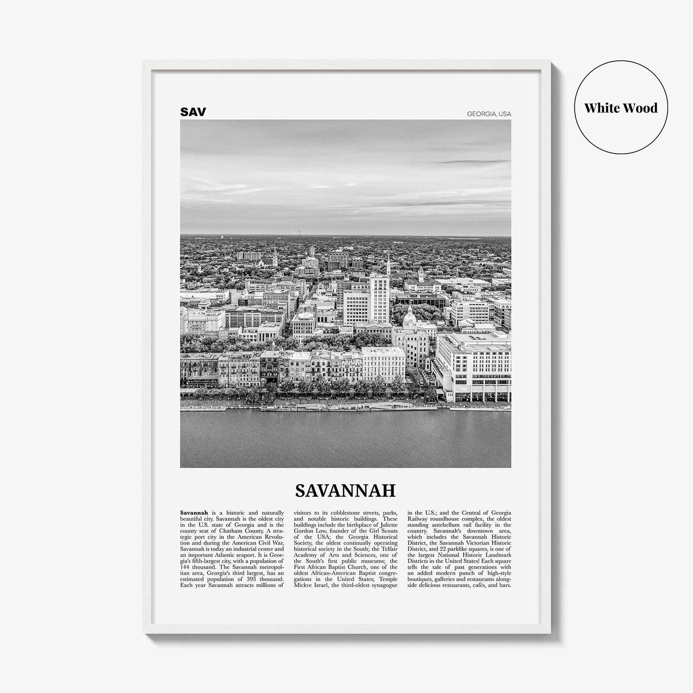 Savannah Print Black and White No 2, Savannah Wall Art, Savannah Poster, Savannah Photo, Georgia, USA, United States, North America