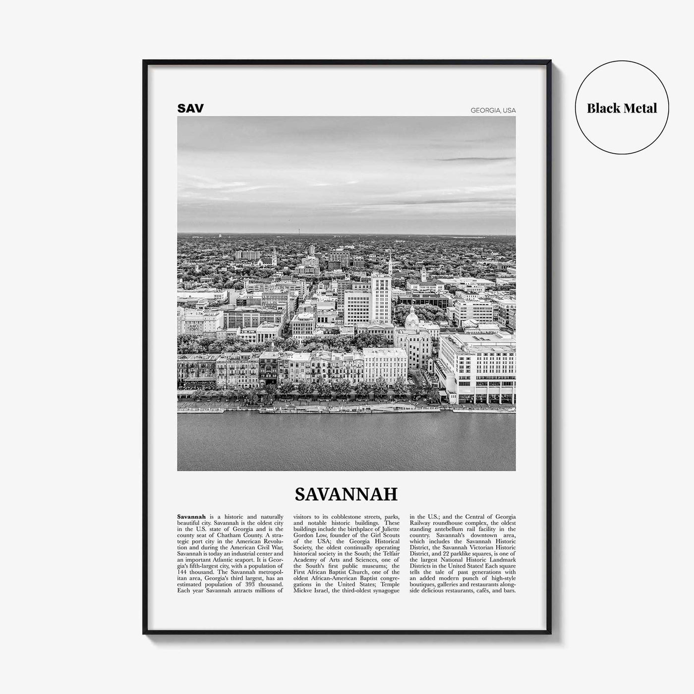 Savannah Print Black and White No 2, Savannah Wall Art, Savannah Poster, Savannah Photo, Georgia, USA, United States, North America