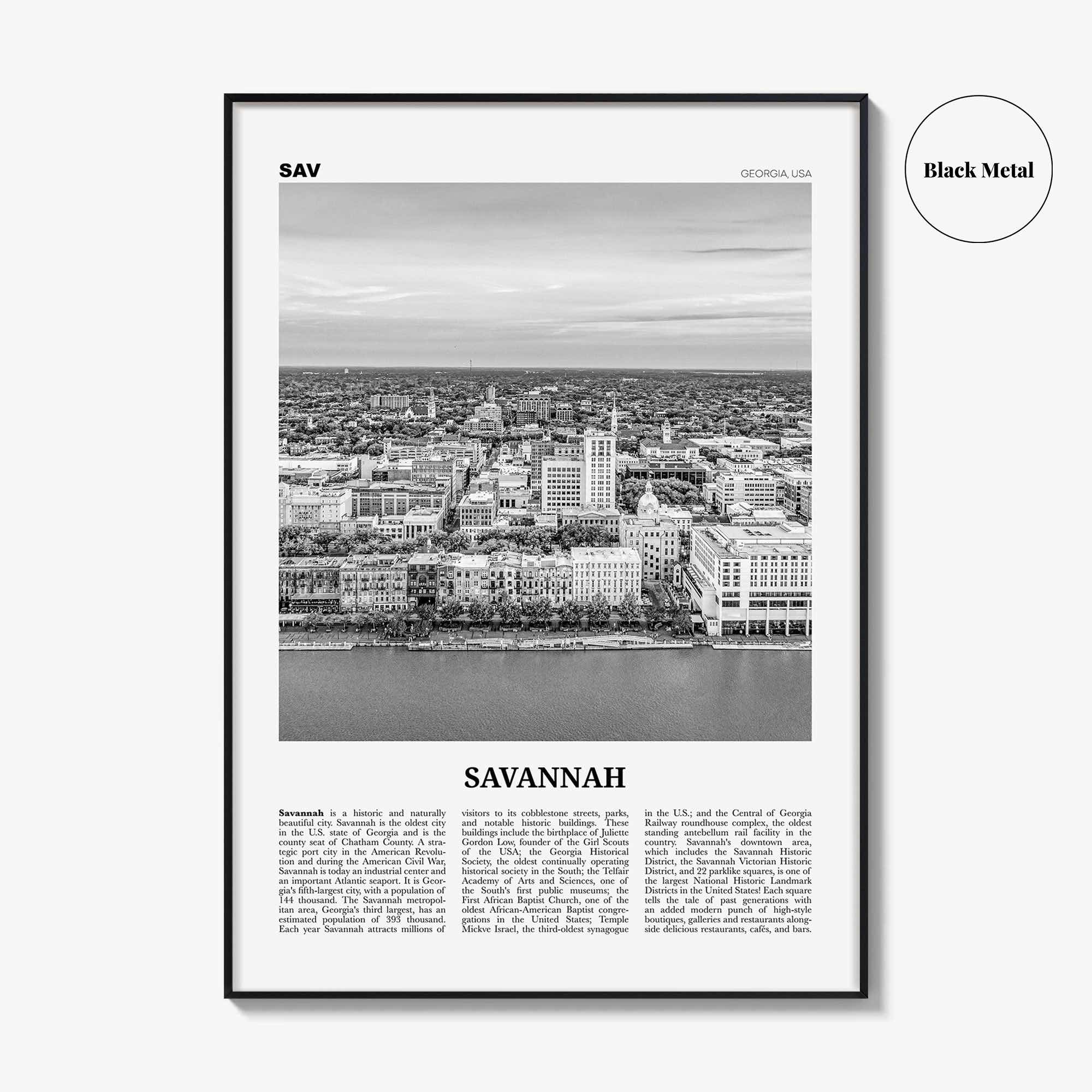 Savannah Print Black and White No 2, Savannah Wall Art, Savannah Poster, Savannah Photo, Georgia, USA, United States, North America