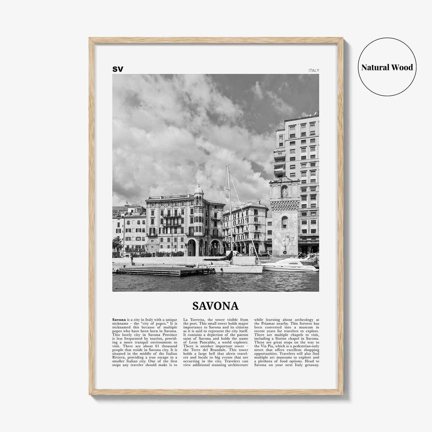 Savona Print Black and White, Savona Wall Art, Savona Poster, Savona Photo, Savona Wall Décor, Savona Map, Italy