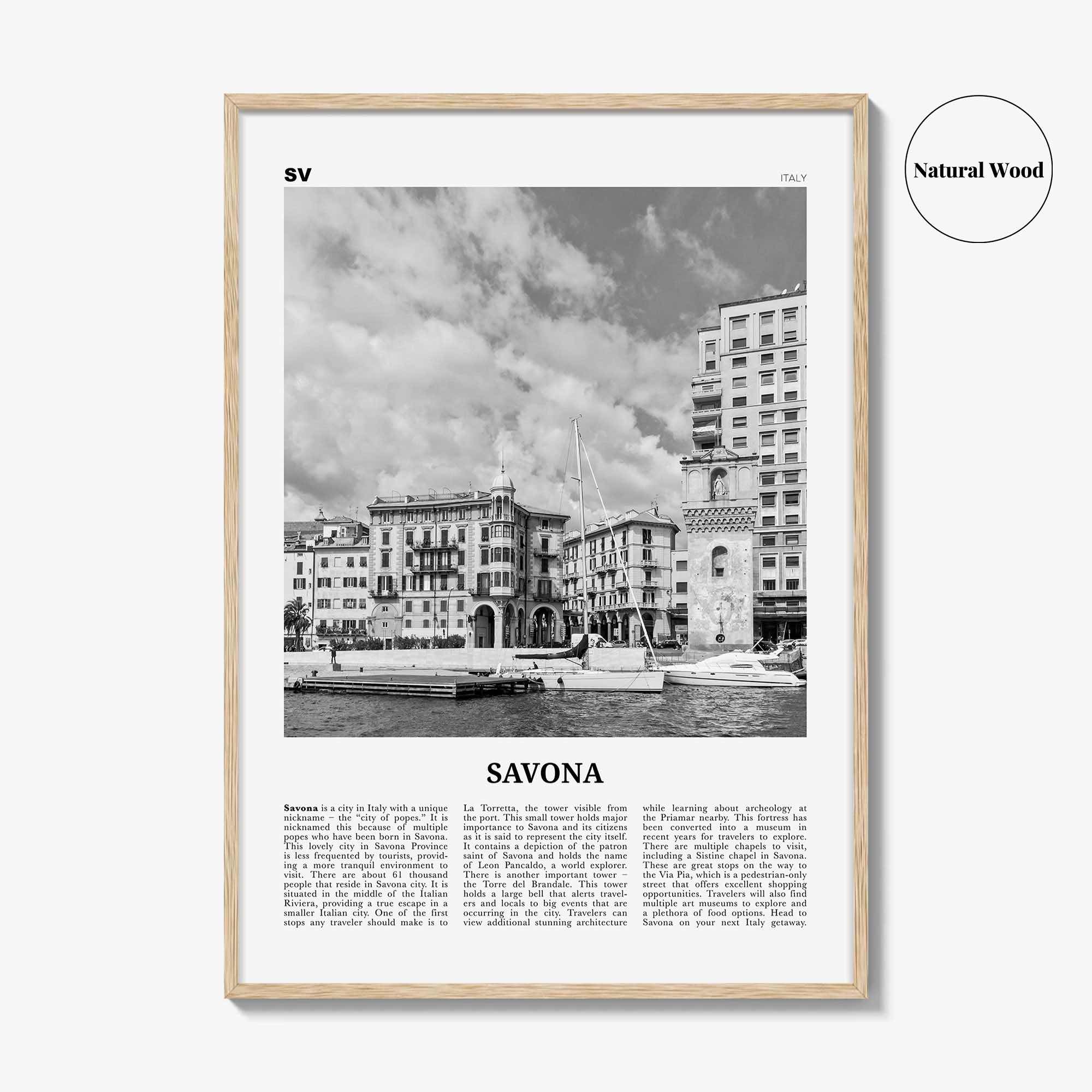 Savona Print Black and White, Savona Wall Art, Savona Poster, Savona Photo, Savona Wall Décor, Savona Map, Italy