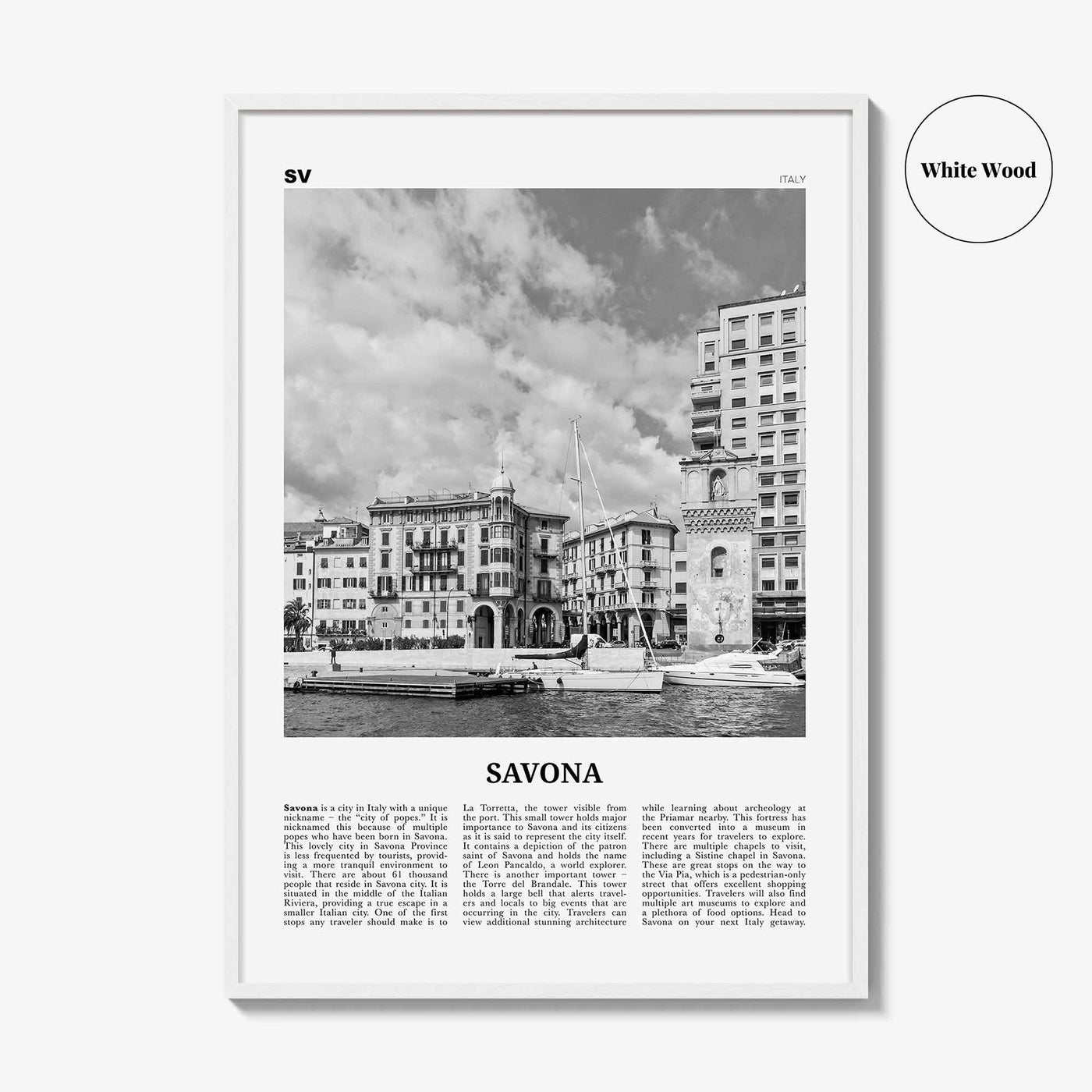 Savona Print Black and White, Savona Wall Art, Savona Poster, Savona Photo, Savona Wall Décor, Savona Map, Italy