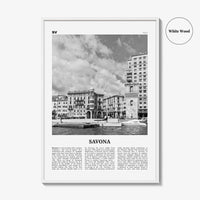 Savona Print Black and White, Savona Wall Art, Savona Poster, Savona Photo, Savona Wall Décor, Savona Map, Italy