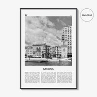 Savona Print Black and White, Savona Wall Art, Savona Poster, Savona Photo, Savona Wall Décor, Savona Map, Italy
