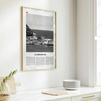 Scarborough Print Black and White, Scarborough Wall Art, Scarborough Poster, Scarborough Photo, Scarborough Décor Scarborough Map England UK