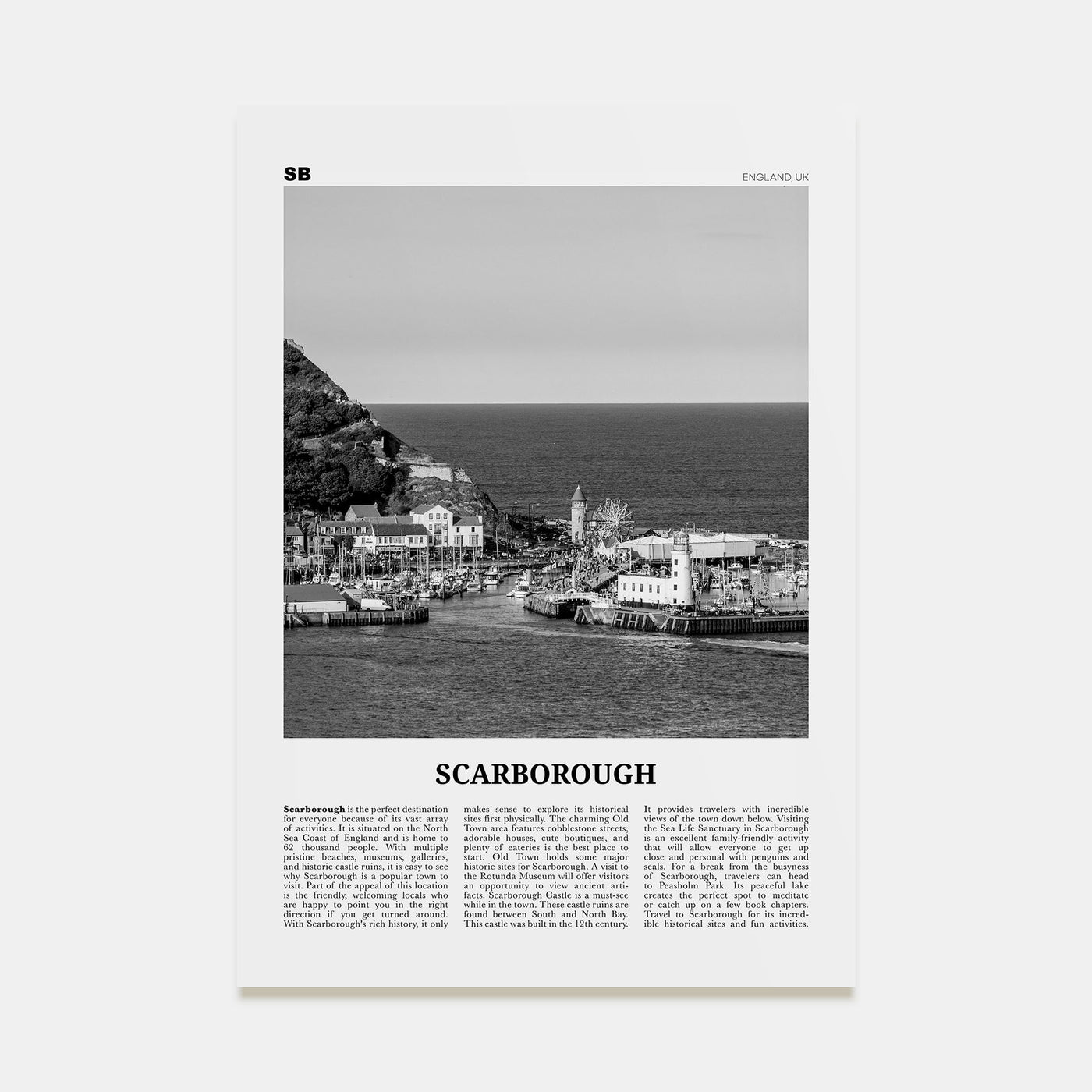 Scarborough Travel B&W Poster