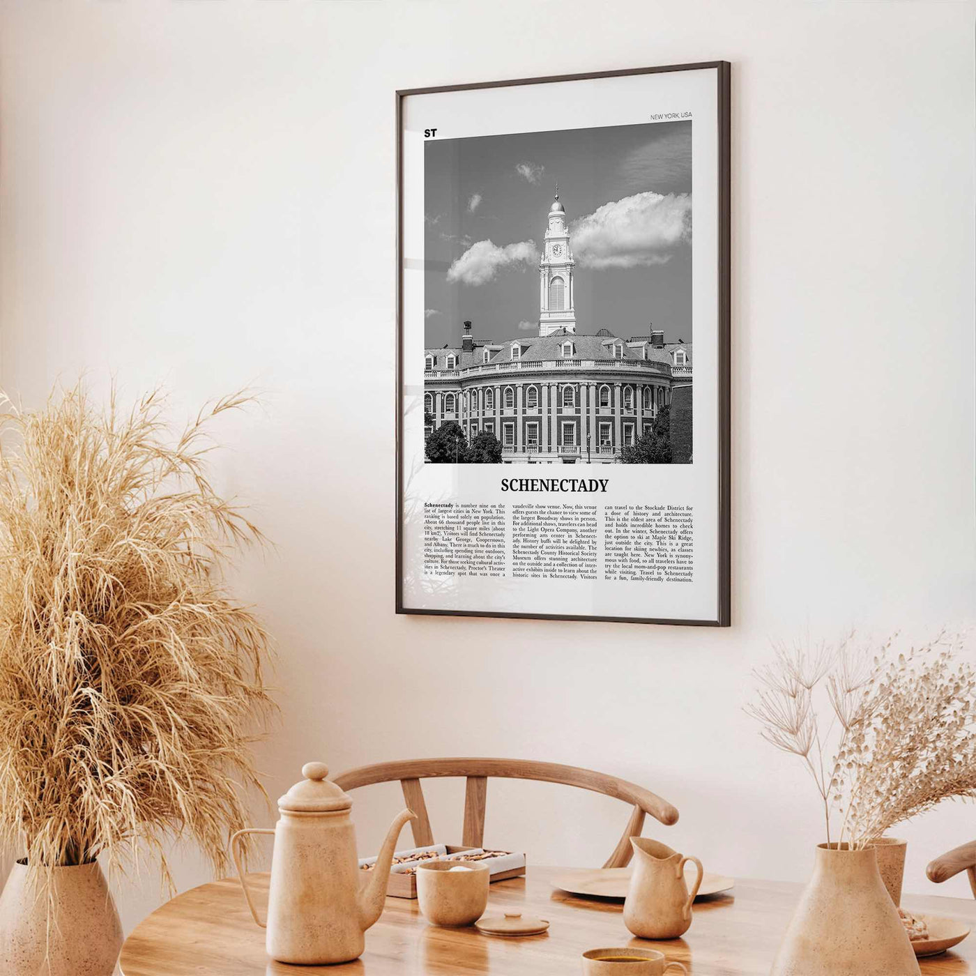 Schenectady Print Black and White, Schenectady Wall Art, Schenectady Poster, Schenectady Photo, Schenectady Map, New York, USA