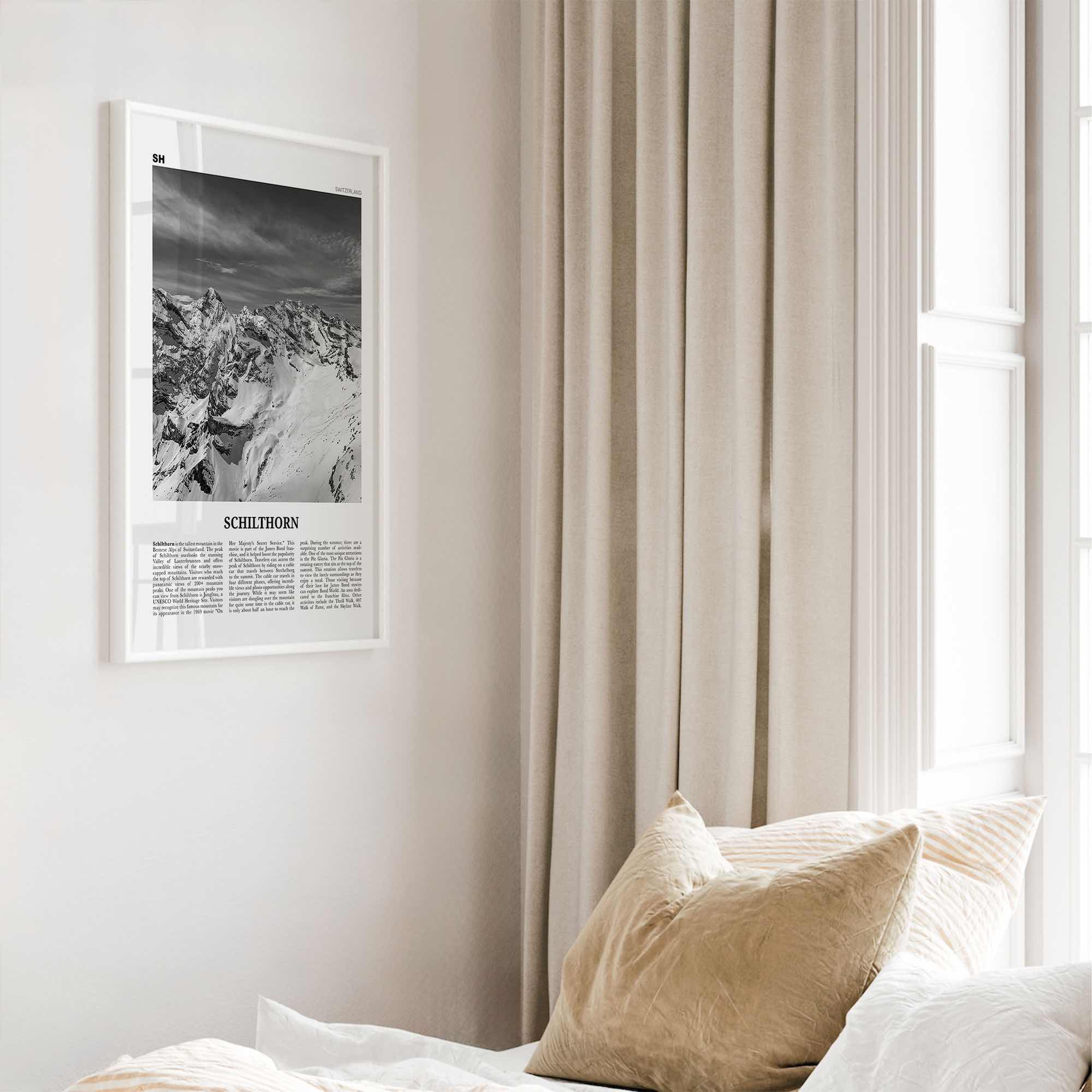 Schilthorn Print Black and White, Schilthorn Wall Art, Schilthorn Poster, Schilthorn Photo, Schilthorn Décor, Schilthorn Map, Switzerland