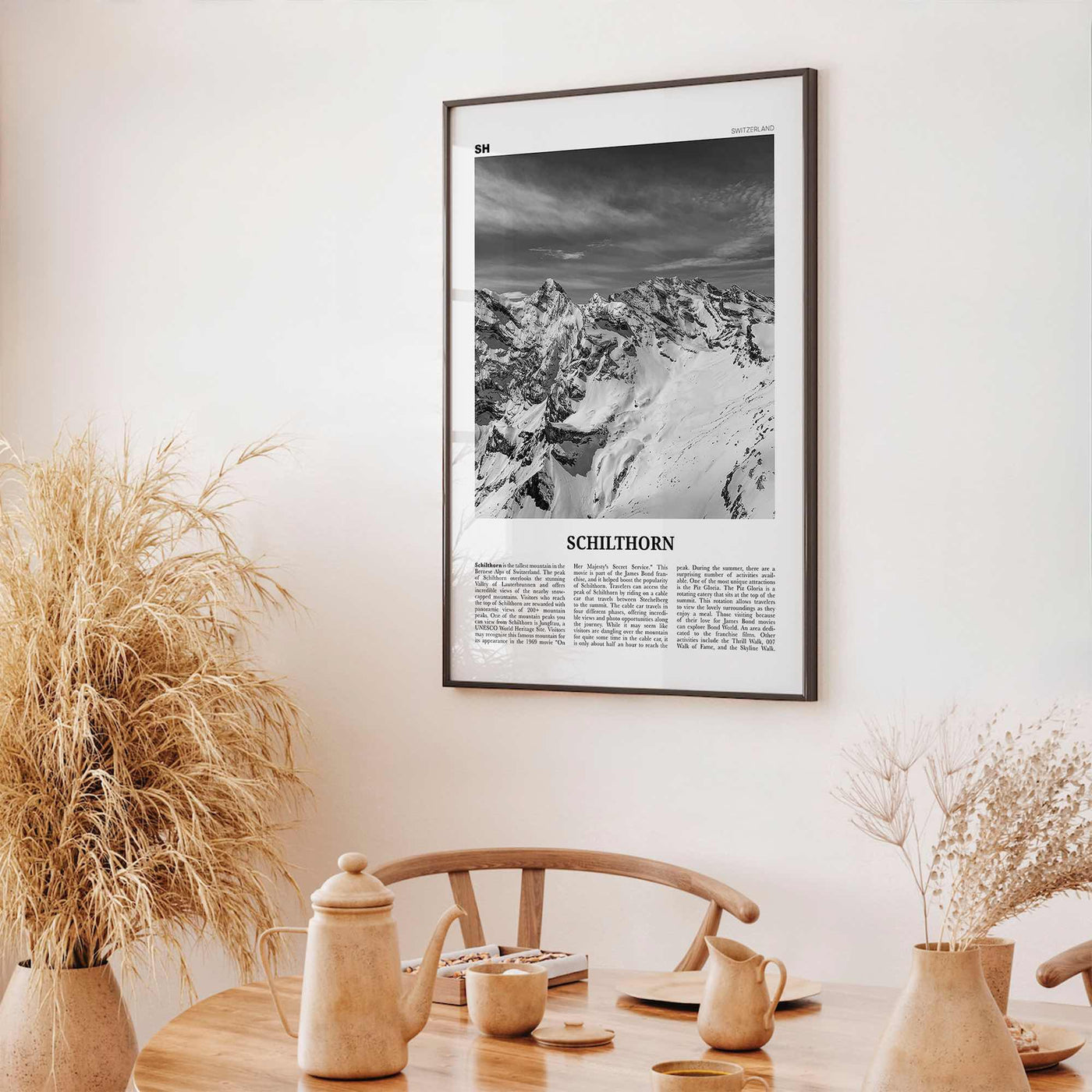 Schilthorn Print Black and White, Schilthorn Wall Art, Schilthorn Poster, Schilthorn Photo, Schilthorn Décor, Schilthorn Map, Switzerland