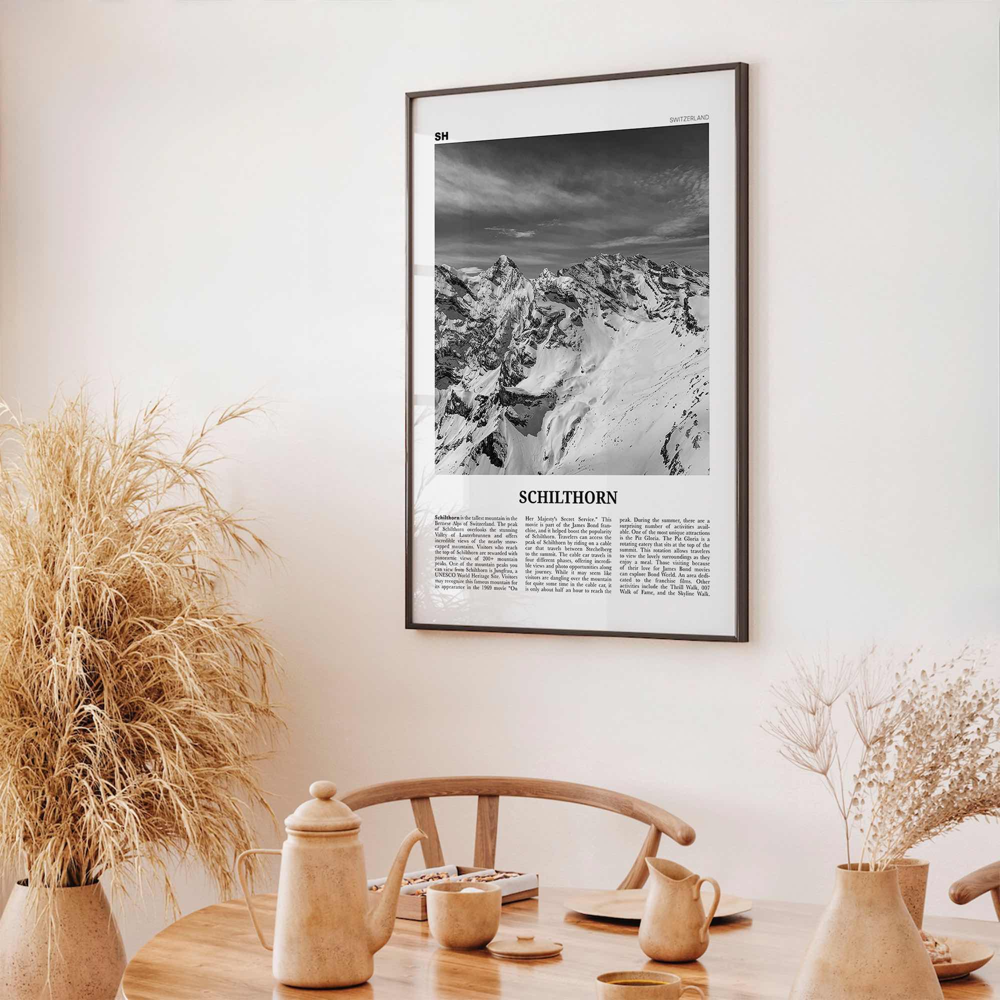 Schilthorn Print Black and White, Schilthorn Wall Art, Schilthorn Poster, Schilthorn Photo, Schilthorn Décor, Schilthorn Map, Switzerland