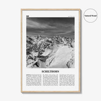 Schilthorn Print Black and White, Schilthorn Wall Art, Schilthorn Poster, Schilthorn Photo, Schilthorn Décor, Schilthorn Map, Switzerland