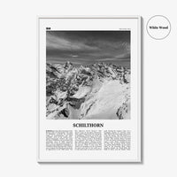Schilthorn Print Black and White, Schilthorn Wall Art, Schilthorn Poster, Schilthorn Photo, Schilthorn Décor, Schilthorn Map, Switzerland