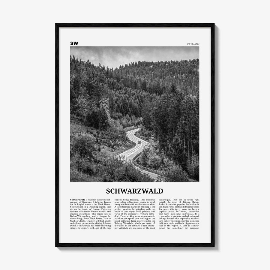 Schwarzwald Print Black and White, Schwarzwald Wall Art, Schwarzwald Poster, Schwarzwald Photo, Schwarzwald Décor, Schwarzwald Map, Germany