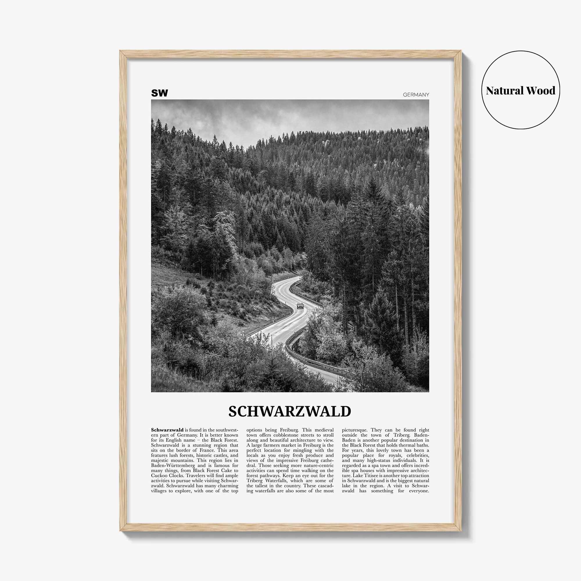 Schwarzwald Print Black and White, Schwarzwald Wall Art, Schwarzwald Poster, Schwarzwald Photo, Schwarzwald Décor, Schwarzwald Map, Germany