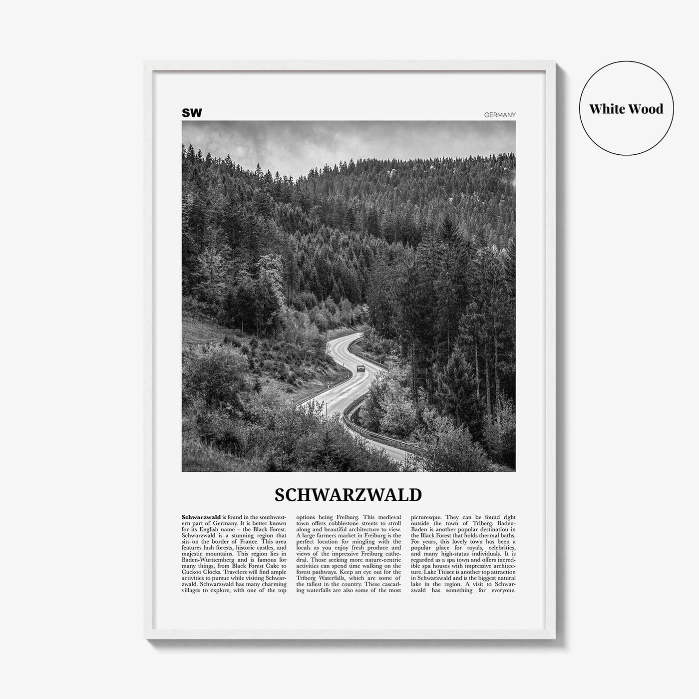 Schwarzwald Print Black and White, Schwarzwald Wall Art, Schwarzwald Poster, Schwarzwald Photo, Schwarzwald Décor, Schwarzwald Map, Germany