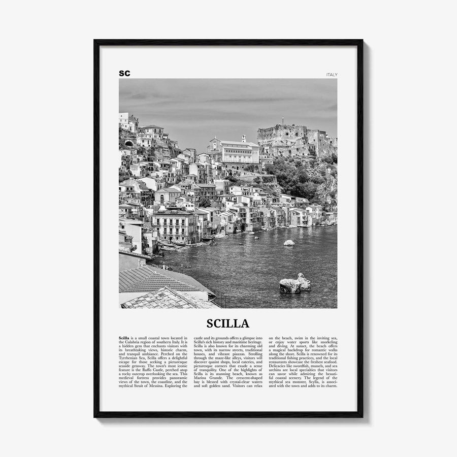 Scilla Print Black and White, Scilla Wall Art, Scilla Poster, Scilla Photo, Scilla Wall Décor, Scilla Map Poster