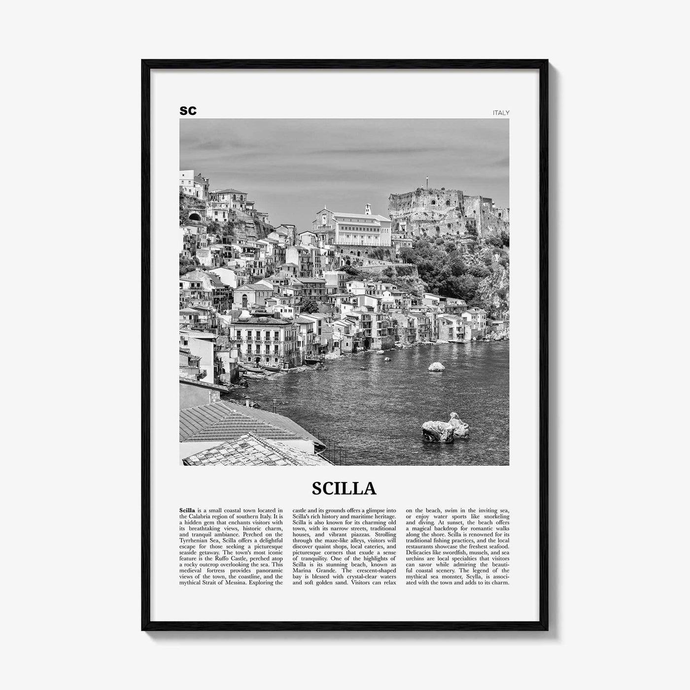 Scilla Print Black and White, Scilla Wall Art, Scilla Poster, Scilla Photo, Scilla Wall Décor, Scilla Map Poster