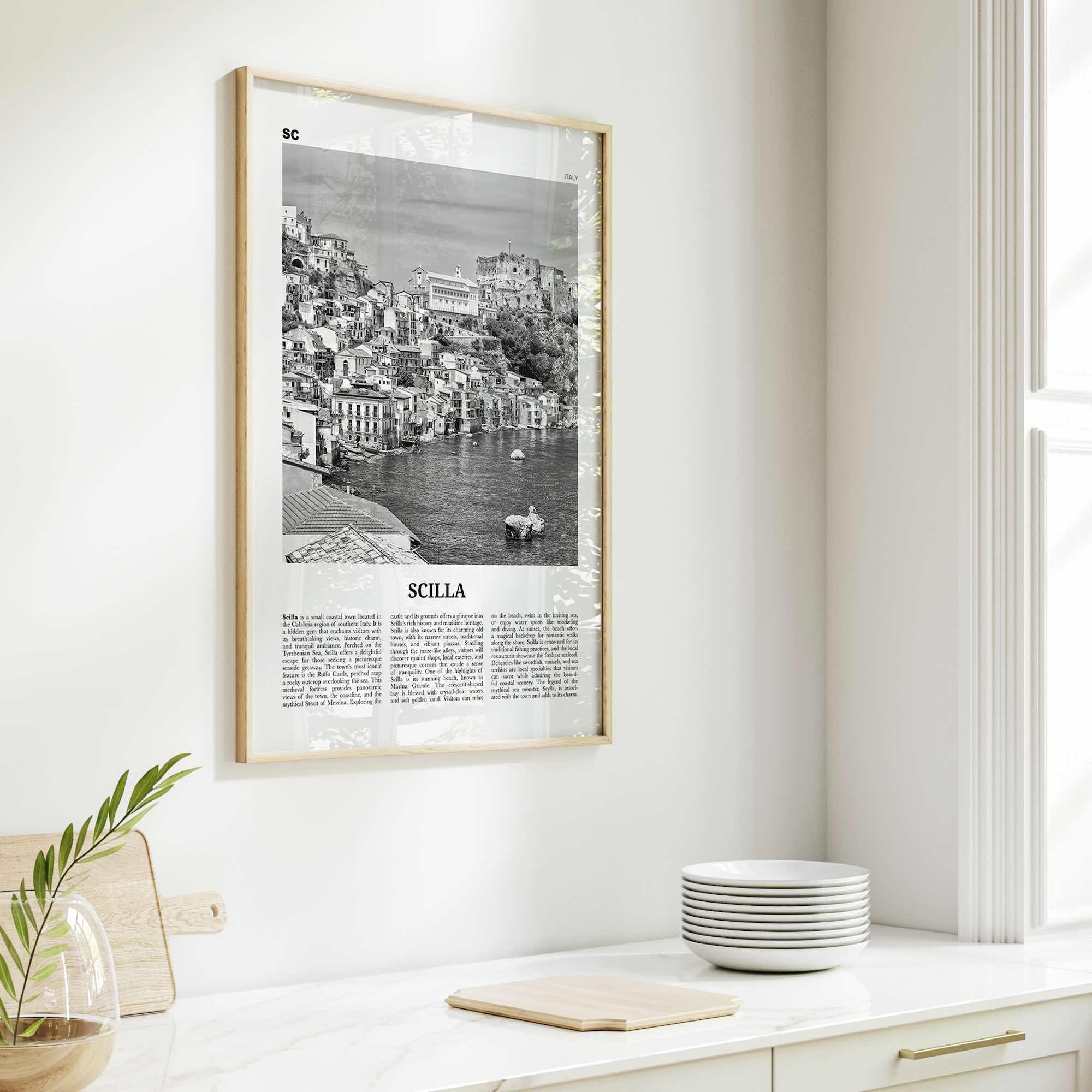 Scilla Print Black and White, Scilla Wall Art, Scilla Poster, Scilla Photo, Scilla Wall Décor, Scilla Map Poster