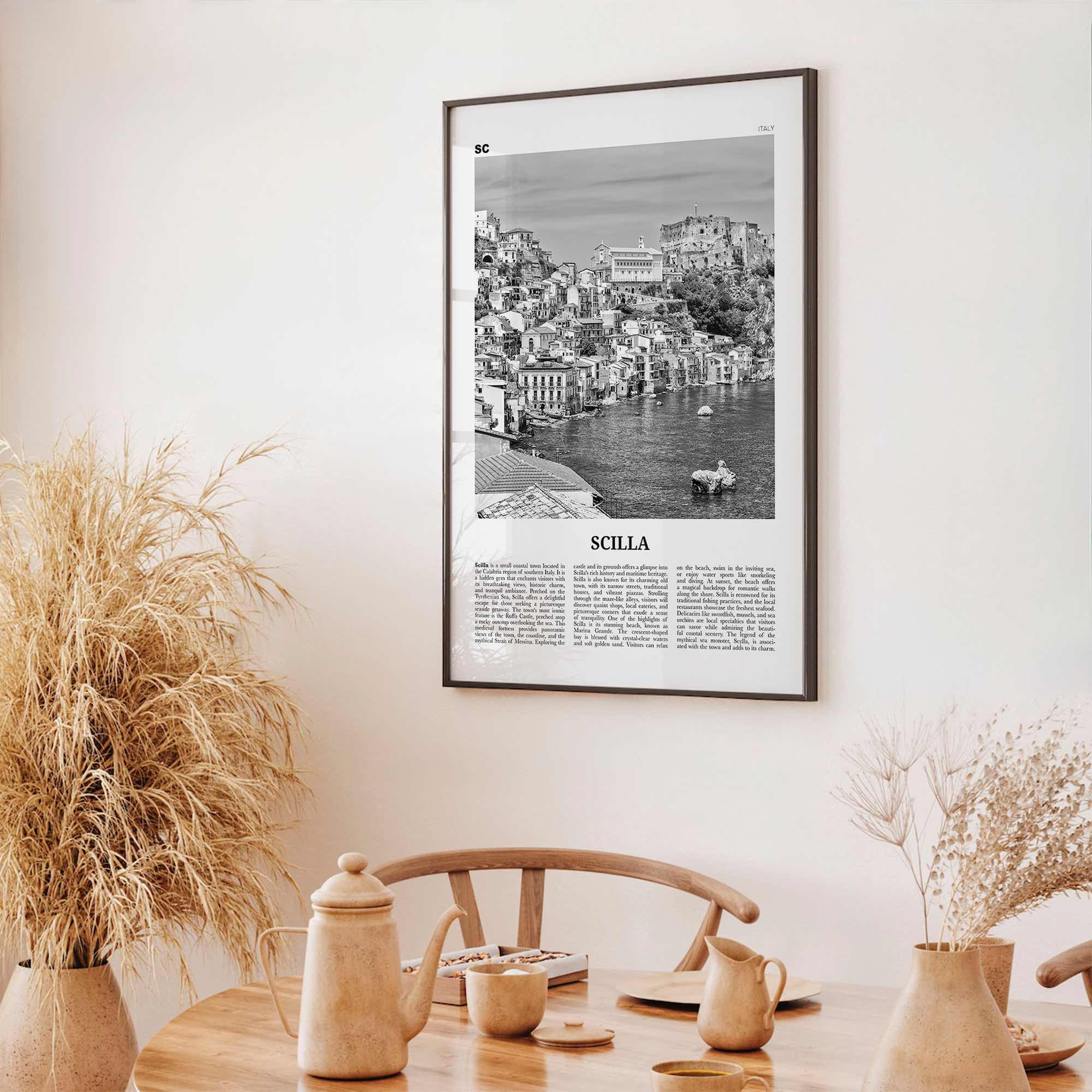Scilla Print Black and White, Scilla Wall Art, Scilla Poster, Scilla Photo, Scilla Wall Décor, Scilla Map Poster
