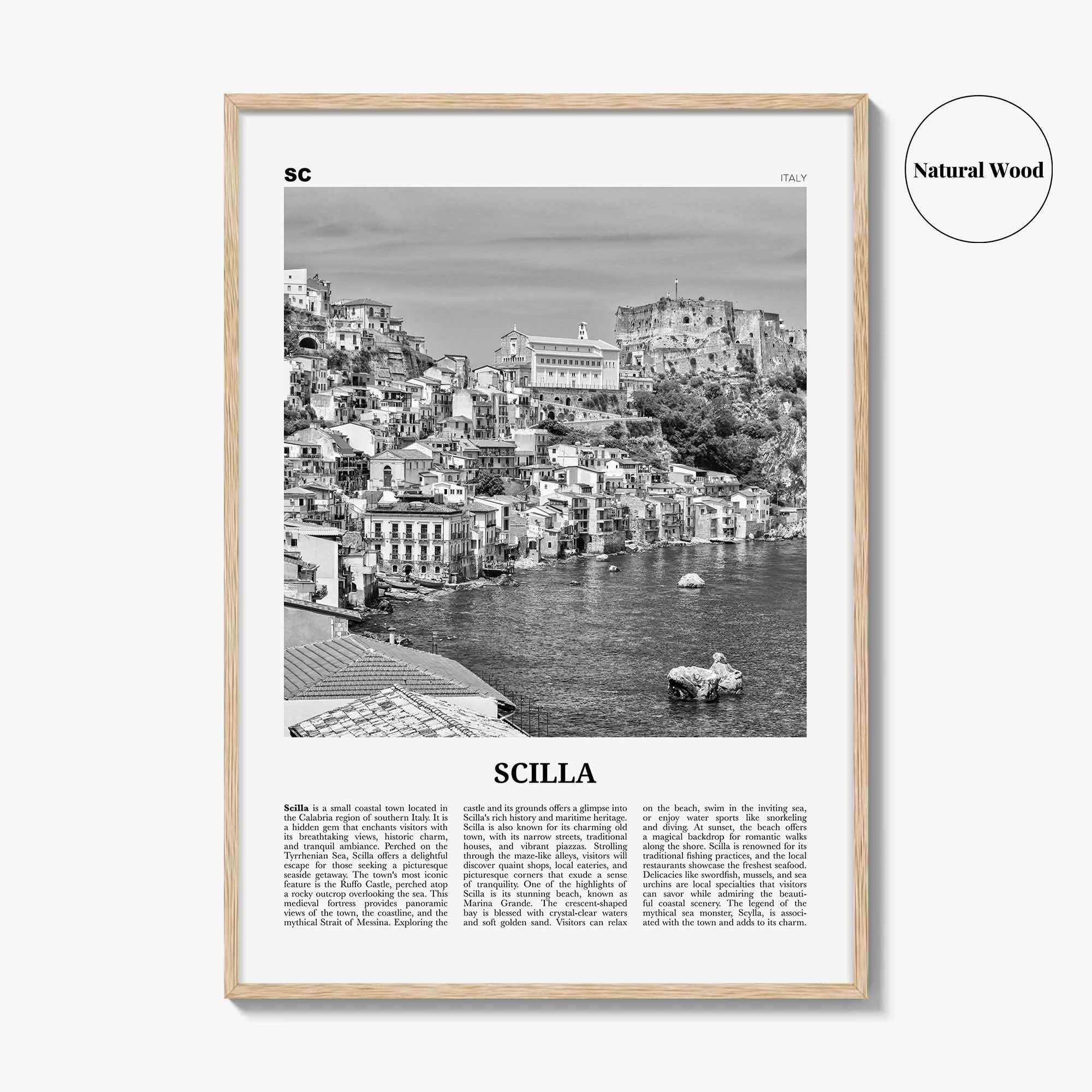 Scilla Print Black and White, Scilla Wall Art, Scilla Poster, Scilla Photo, Scilla Wall Décor, Scilla Map Poster