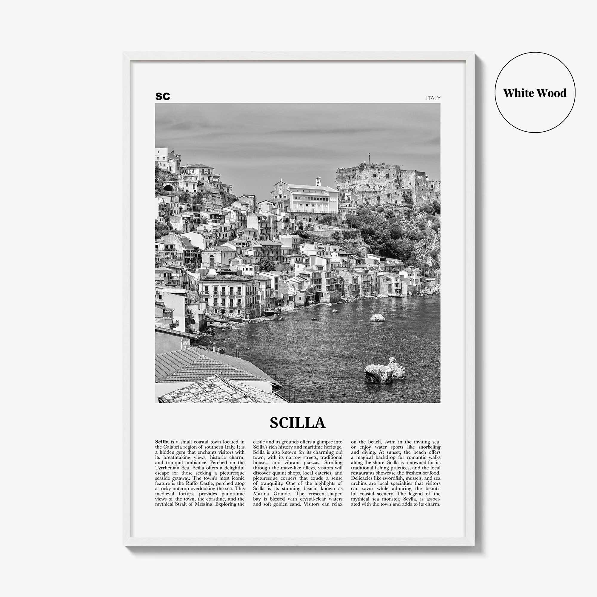 Scilla Print Black and White, Scilla Wall Art, Scilla Poster, Scilla Photo, Scilla Wall Décor, Scilla Map Poster