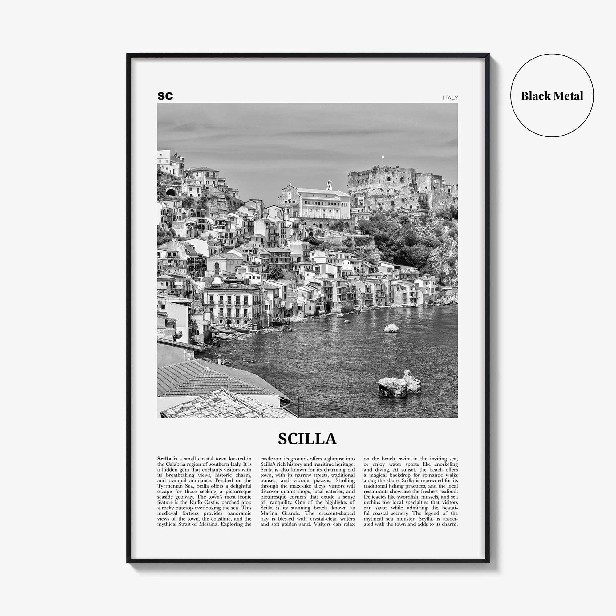 Scilla Print Black and White, Scilla Wall Art, Scilla Poster, Scilla Photo, Scilla Wall Décor, Scilla Map Poster