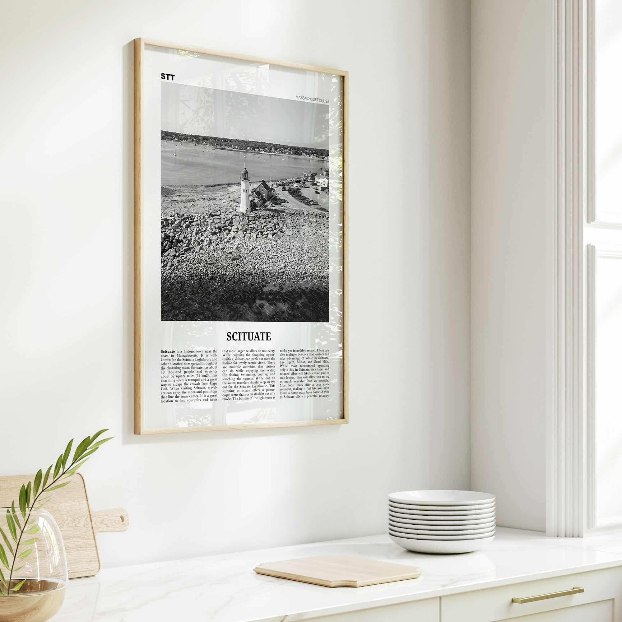 Scituate Print Black and White, Scituate Wall Art, Scituate Poster, Scituate Photo, Scituate Wall Décor, Scituate Map, Massachusetts, USA