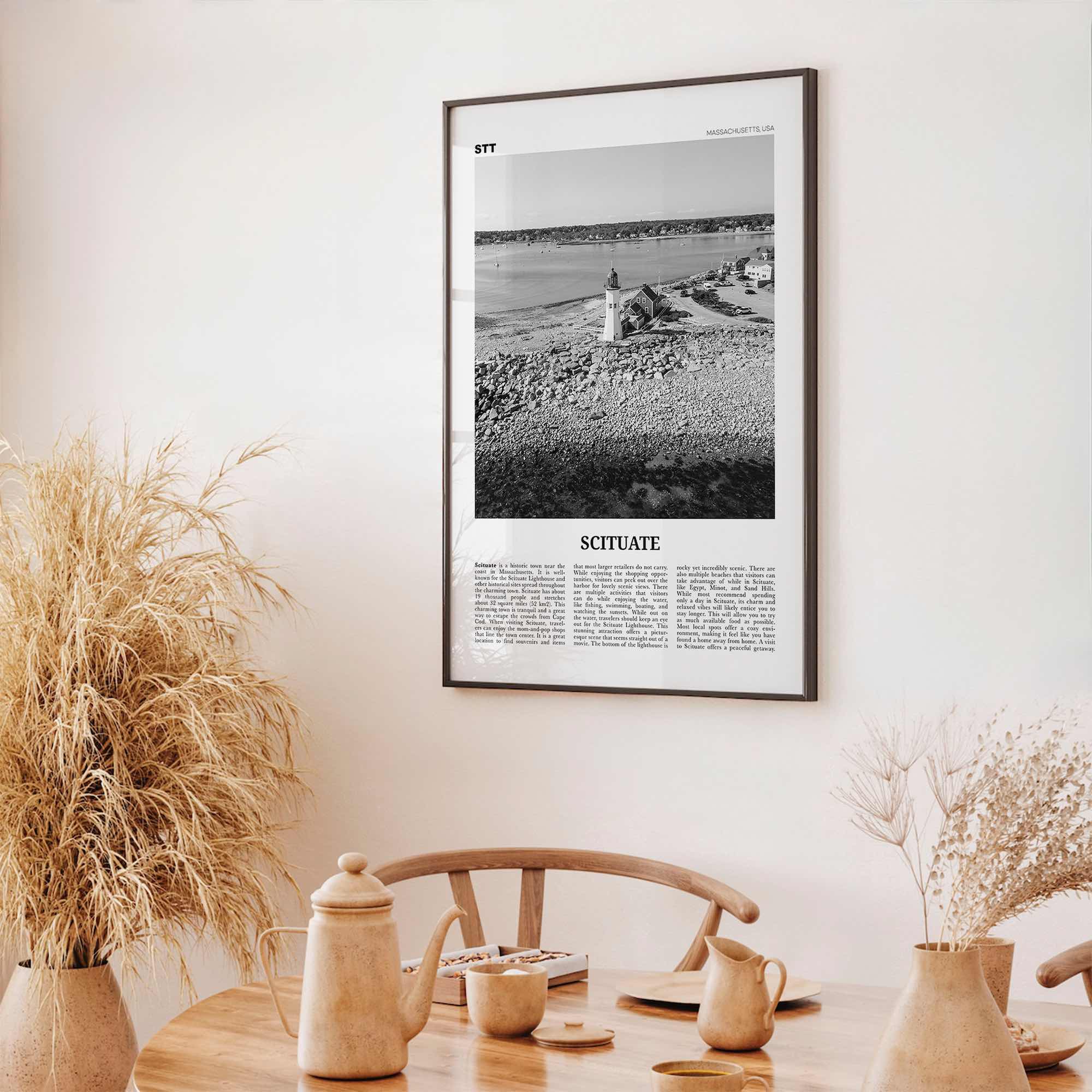 Scituate Print Black and White, Scituate Wall Art, Scituate Poster, Scituate Photo, Scituate Wall Décor, Scituate Map, Massachusetts, USA