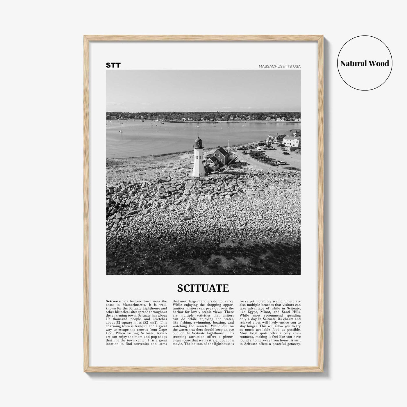 Scituate Print Black and White, Scituate Wall Art, Scituate Poster, Scituate Photo, Scituate Wall Décor, Scituate Map, Massachusetts, USA