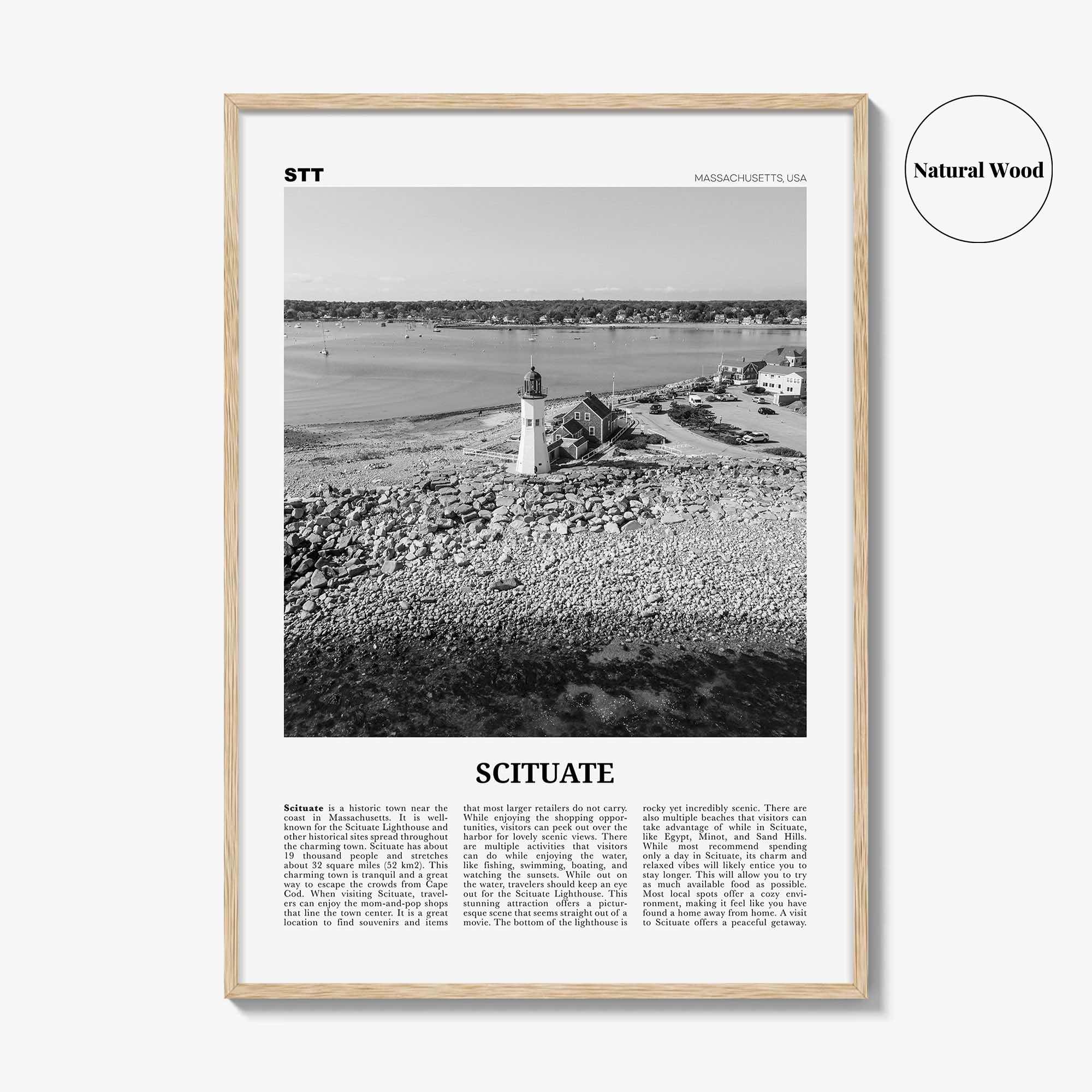 Scituate Print Black and White, Scituate Wall Art, Scituate Poster, Scituate Photo, Scituate Wall Décor, Scituate Map, Massachusetts, USA