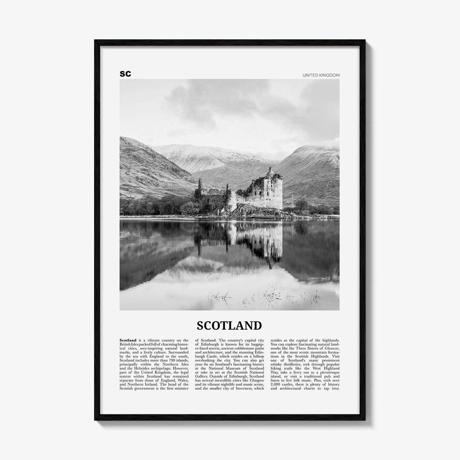 Scotland Print Black and White, Scotland Wall Art, Scotland Poster, Scotland Photo, UK, United Kingdom, Britain, Edinburgh, Glasgow, Europe