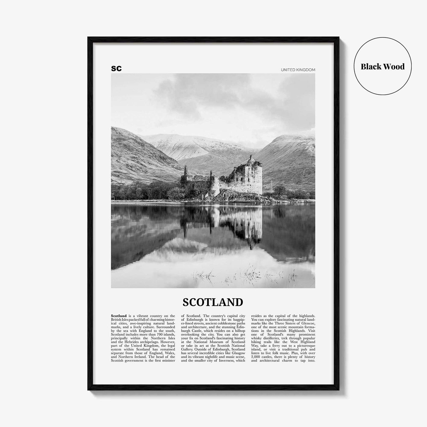 Scotland Print Black and White, Scotland Wall Art, Scotland Poster, Scotland Photo, UK, United Kingdom, Britain, Edinburgh, Glasgow, Europe