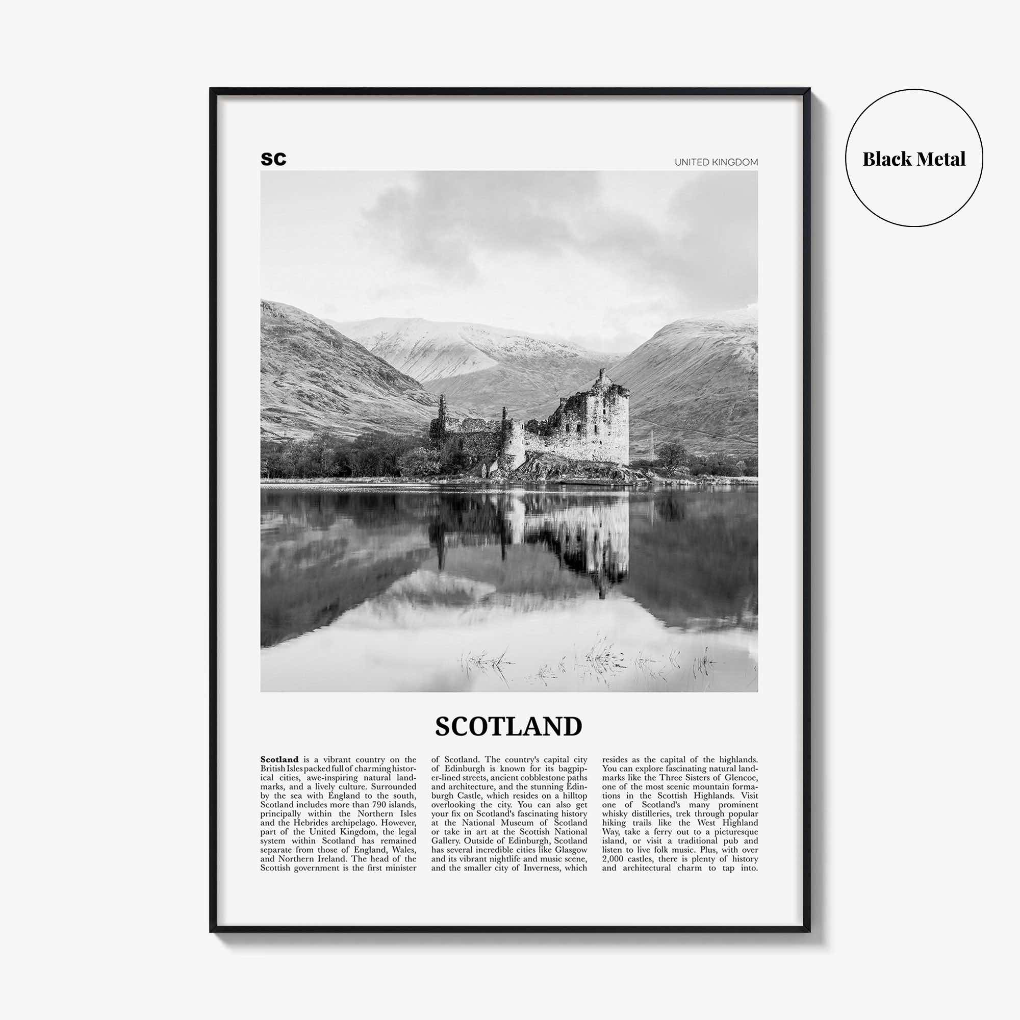 Scotland Print Black and White, Scotland Wall Art, Scotland Poster, Scotland Photo, UK, United Kingdom, Britain, Edinburgh, Glasgow, Europe